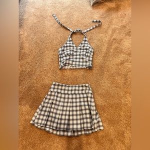 Hollister high rise matching set, blue plaid